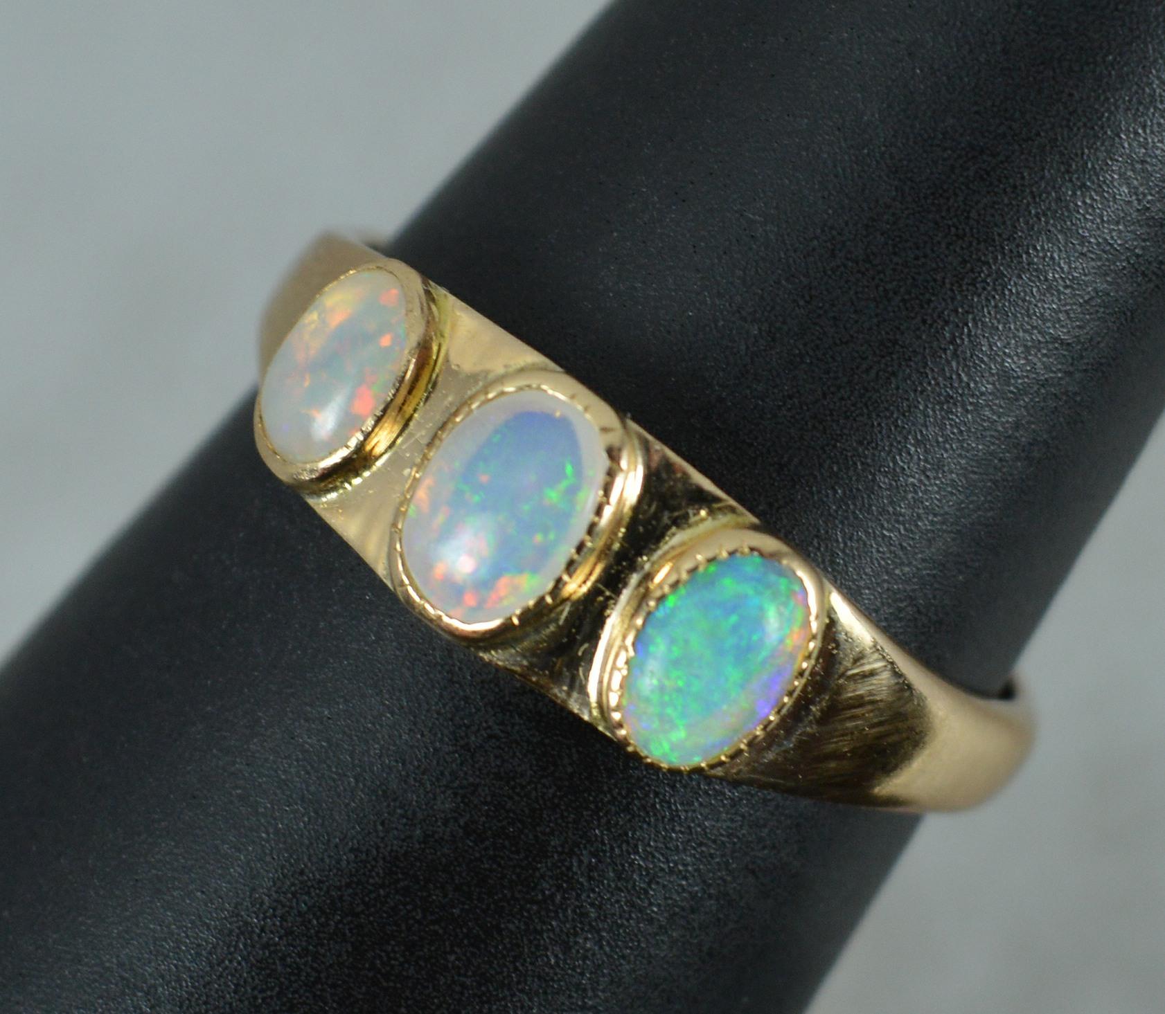Victorian 15ct Gold and Natural Opal Trilogy Ring 6