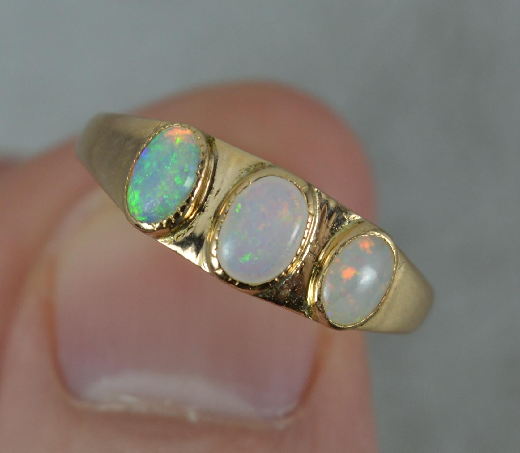 Victorian 15ct Gold and Natural Opal Trilogy Ring 3