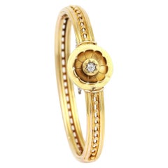 Victorian 15ct Gold and Old Mine Cut Diamond Beaded Bangle, Circa 1870