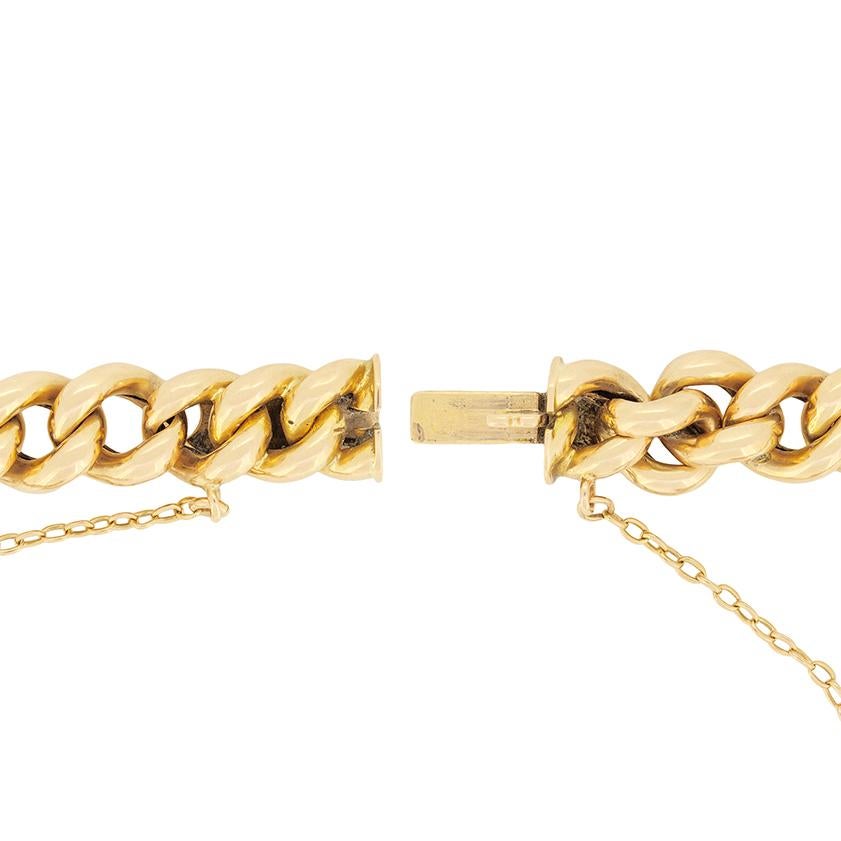Women's or Men's Victorian 15ct Gold Chain Bracelet, c.1880s For Sale