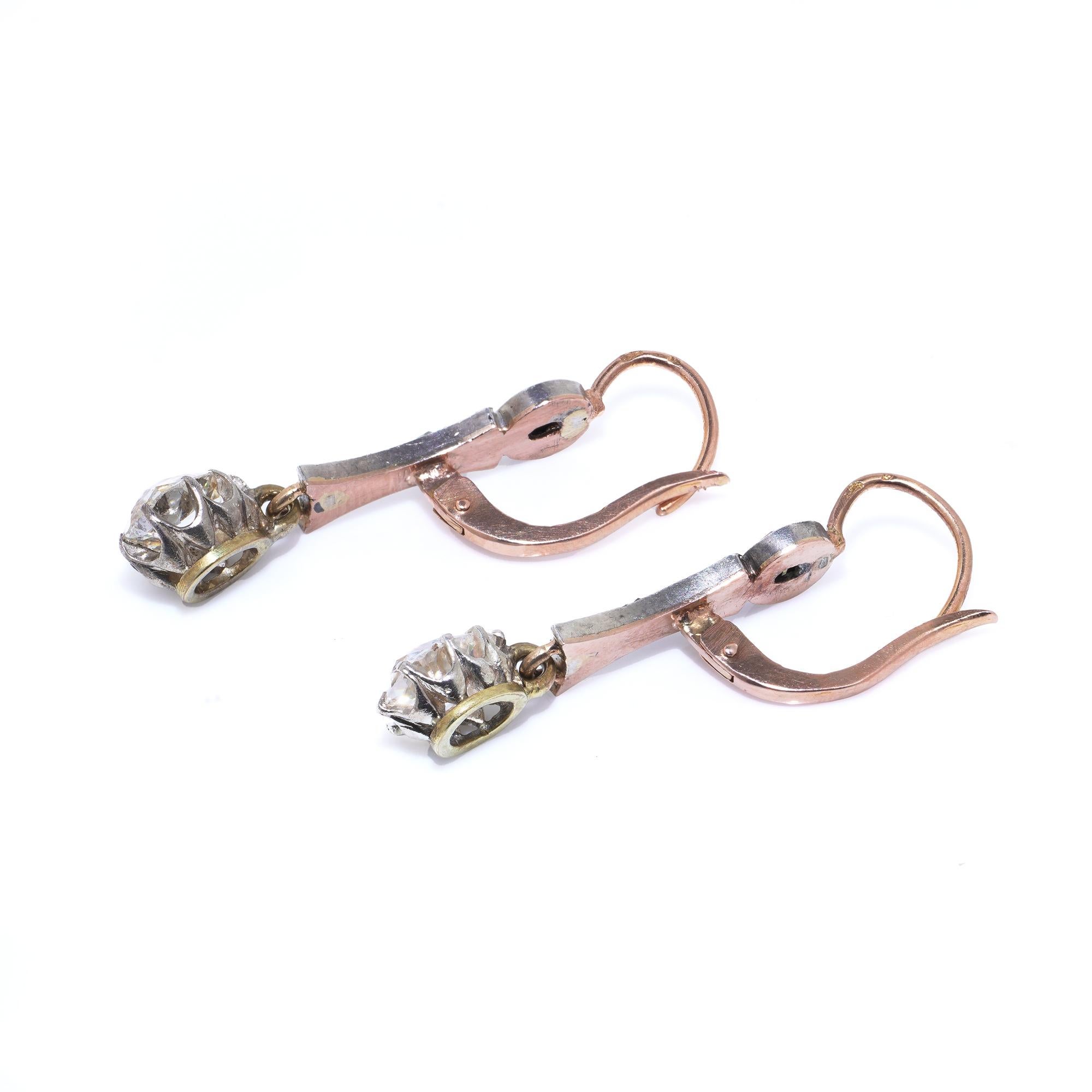 Donna Orecchini vittoriani con diamanti in oro 15 ct in vendita