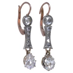 Antique Victorian 15ct Gold Diamond Drop Earrings