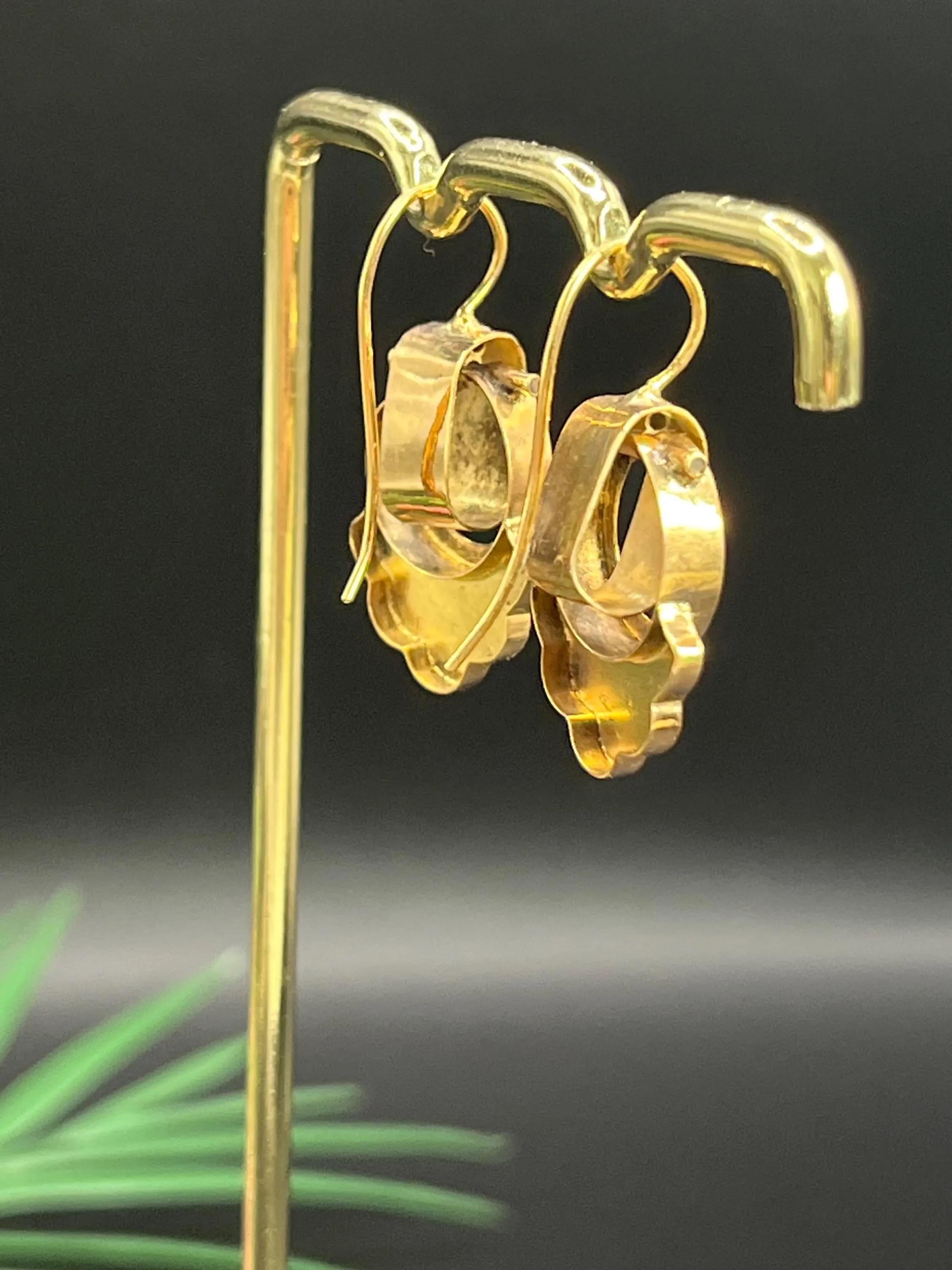 Viktorianische 15ct Gold Emaille Tropfen Ohrringe im Angebot 2