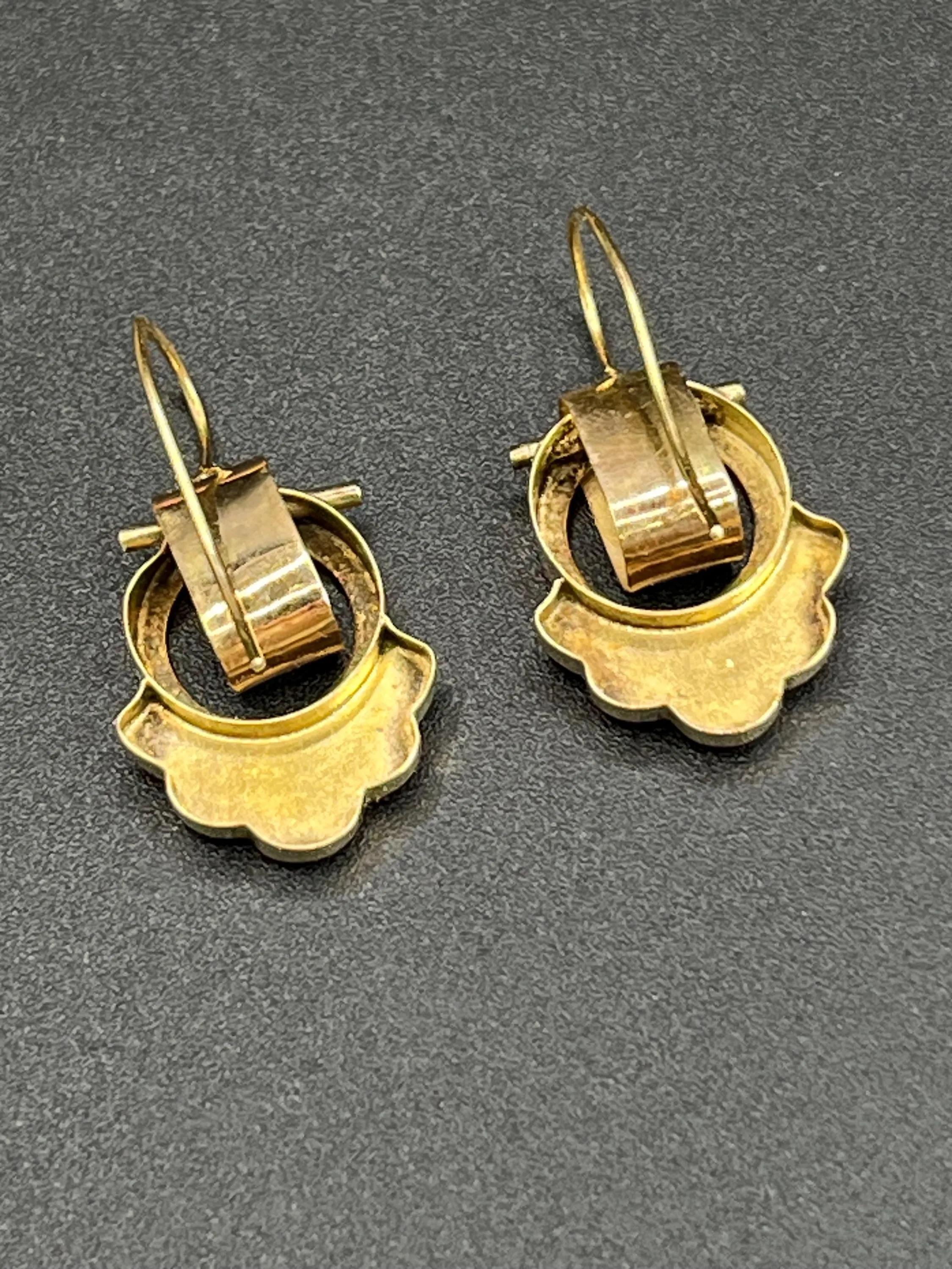 Viktorianische 15ct Gold Emaille Tropfen Ohrringe im Angebot 5