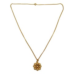15ct gold chain Victorian 15ct Gold Multi Seed-Pearl Pendant, c. 1880 on Later 9ct Gold Chain
