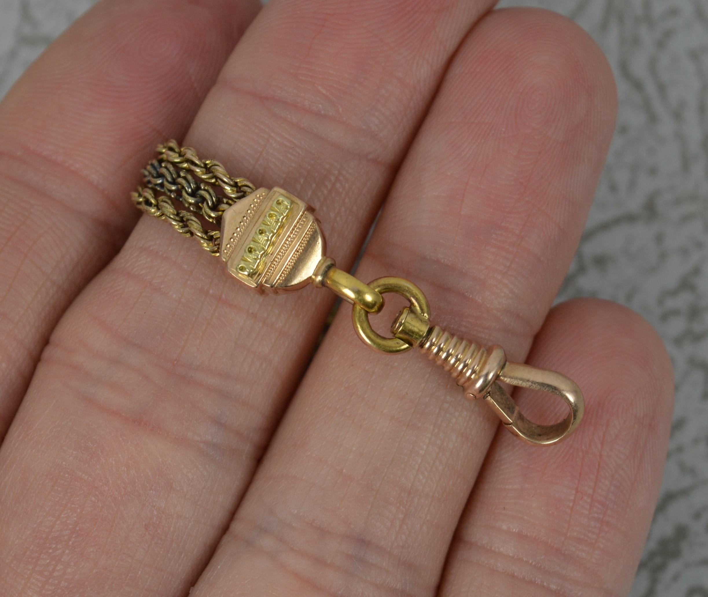Victorian 15 Carat Gold Two-Tone Fancy Link Albertina Watch Chain Piece 3