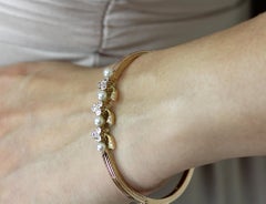 Bracelet victorien en or rose 15ct, diamant antique et perle naturelle, Hairloom