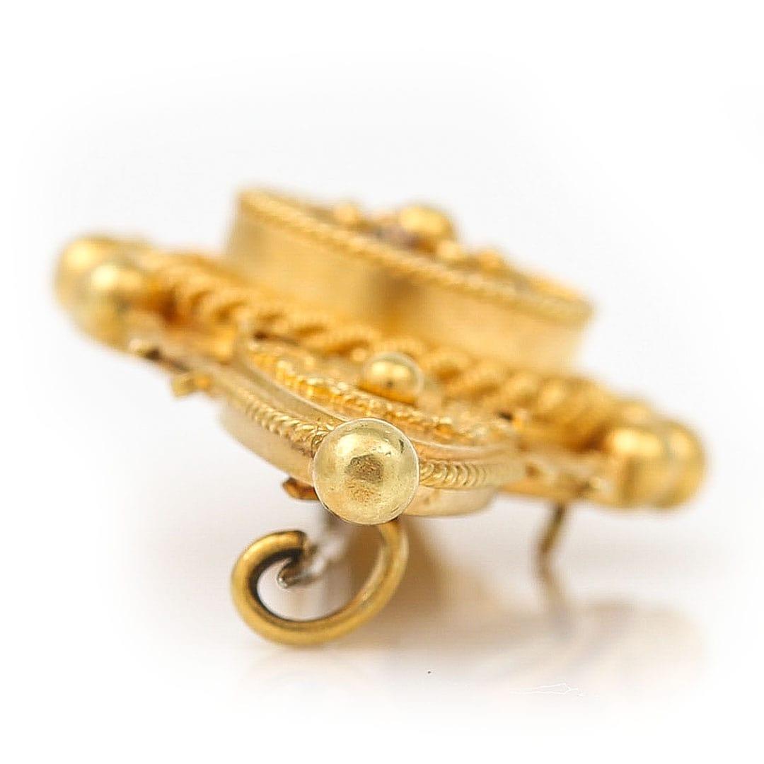 Victorian 15ct Yellow Gold Etruscan Revival Canetille Brooch, Circa 1899 In Good Condition In Lancashire, Oldham