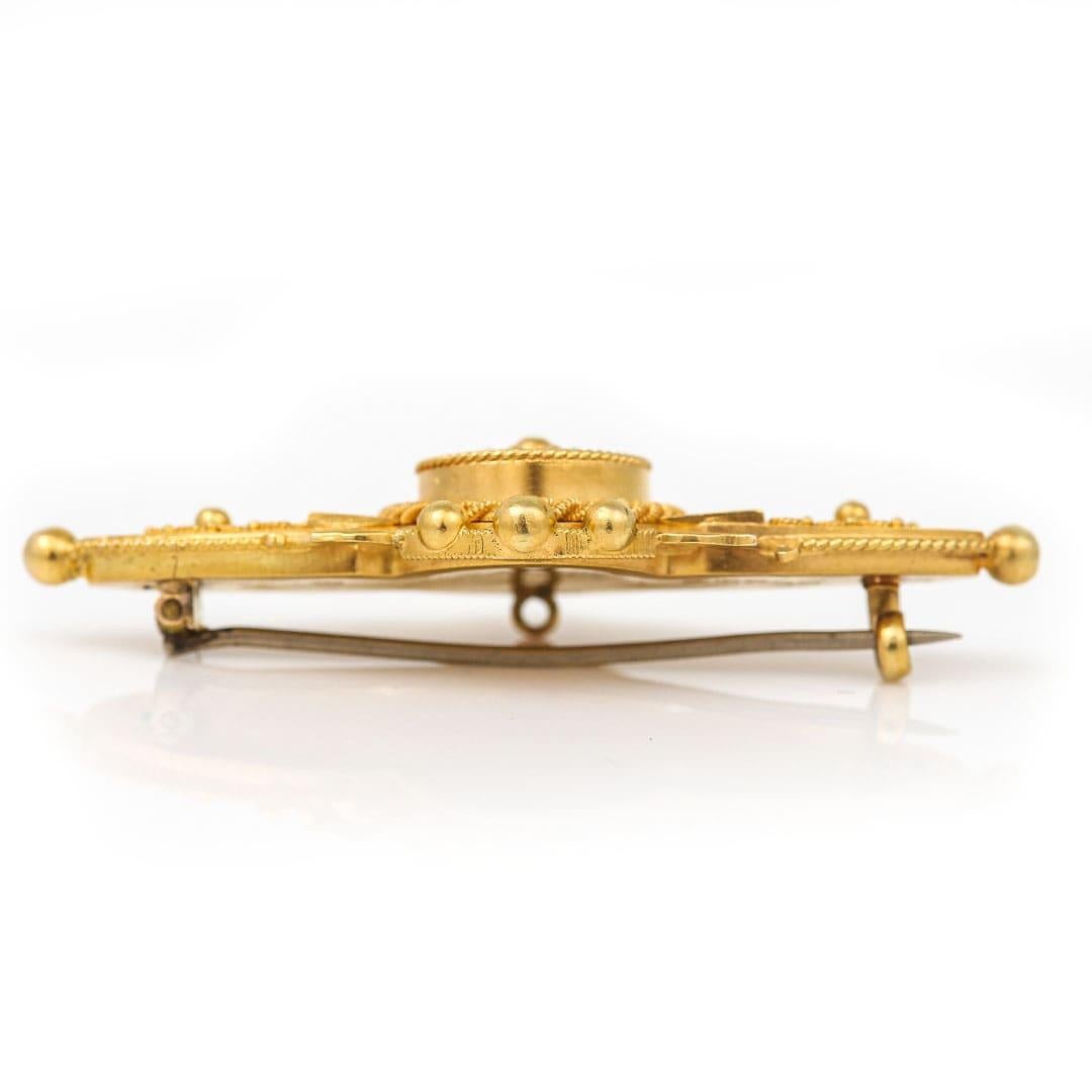 Women's Victorian 15ct Yellow Gold Etruscan Revival Canetille Brooch, Circa 1899