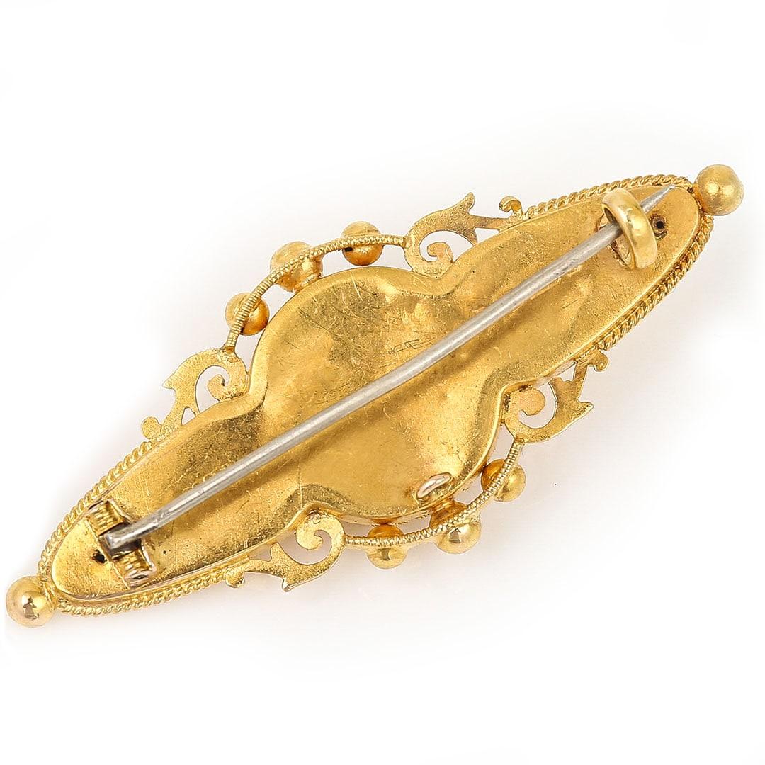 Victorian 15ct Yellow Gold Etruscan Revival Canetille Brooch, Circa 1899 1