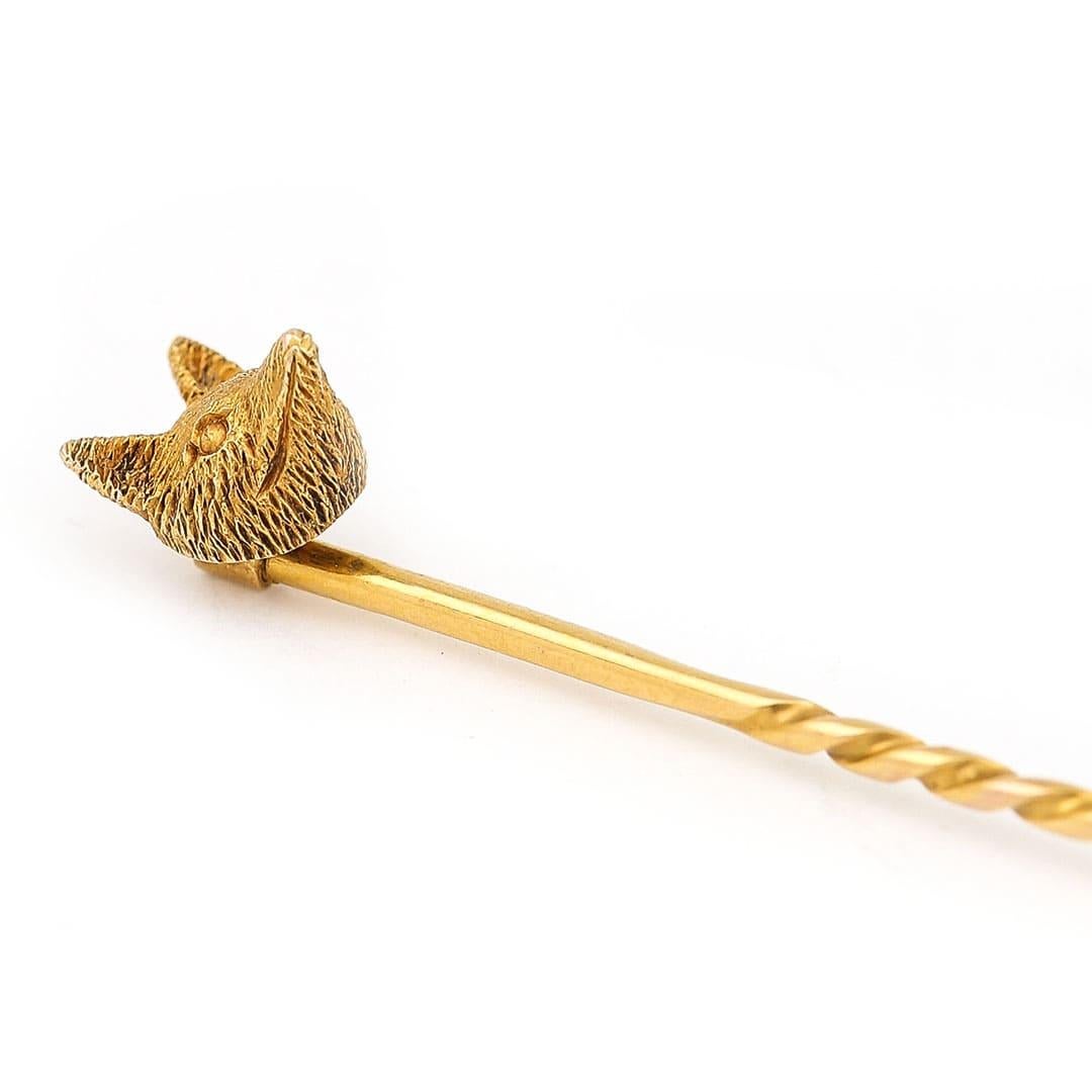 Victorian 15k Yellow Gold Fox Head Stick Pin, Circa 1890 In Good Condition In Lancashire, Oldham