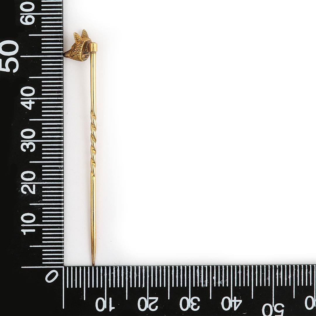 Victorian 15k Yellow Gold Fox Head Stick Pin, Circa 1890 4