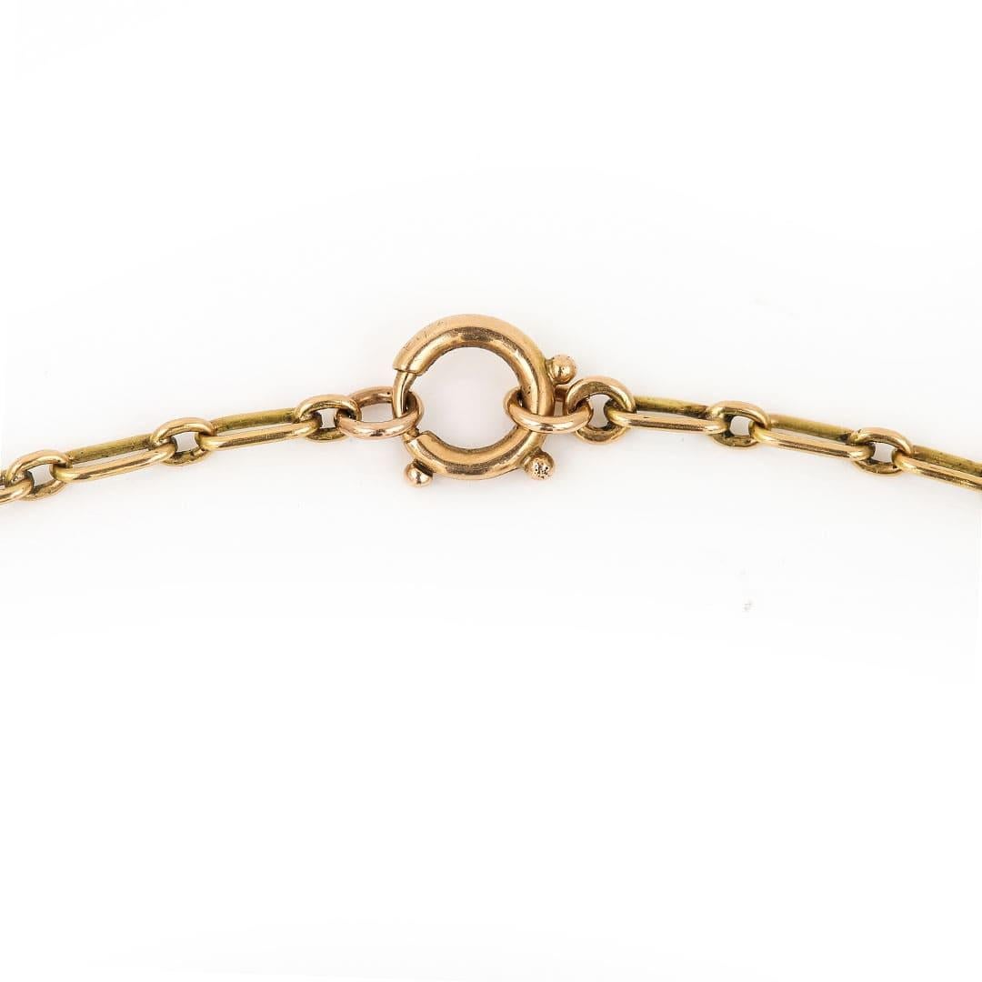 Victorian 15ct Yellow Gold Trombone Link Guard Chain, 27.5” Circa 1900 1