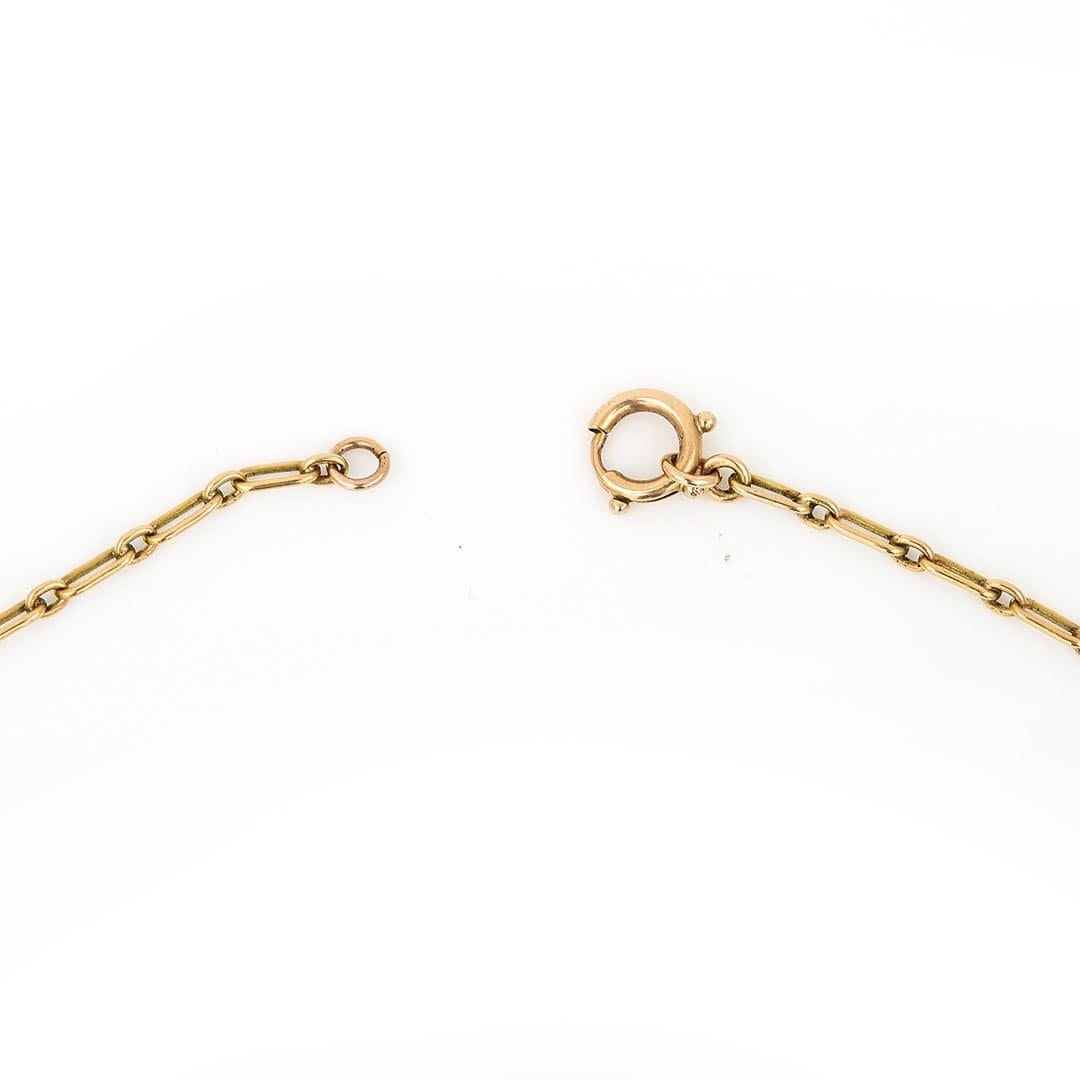 Victorian 15ct Yellow Gold Trombone Link Guard Chain, 27.5” Circa 1900 2