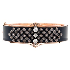 Victorian 15k Diamond and Onyx Bangle