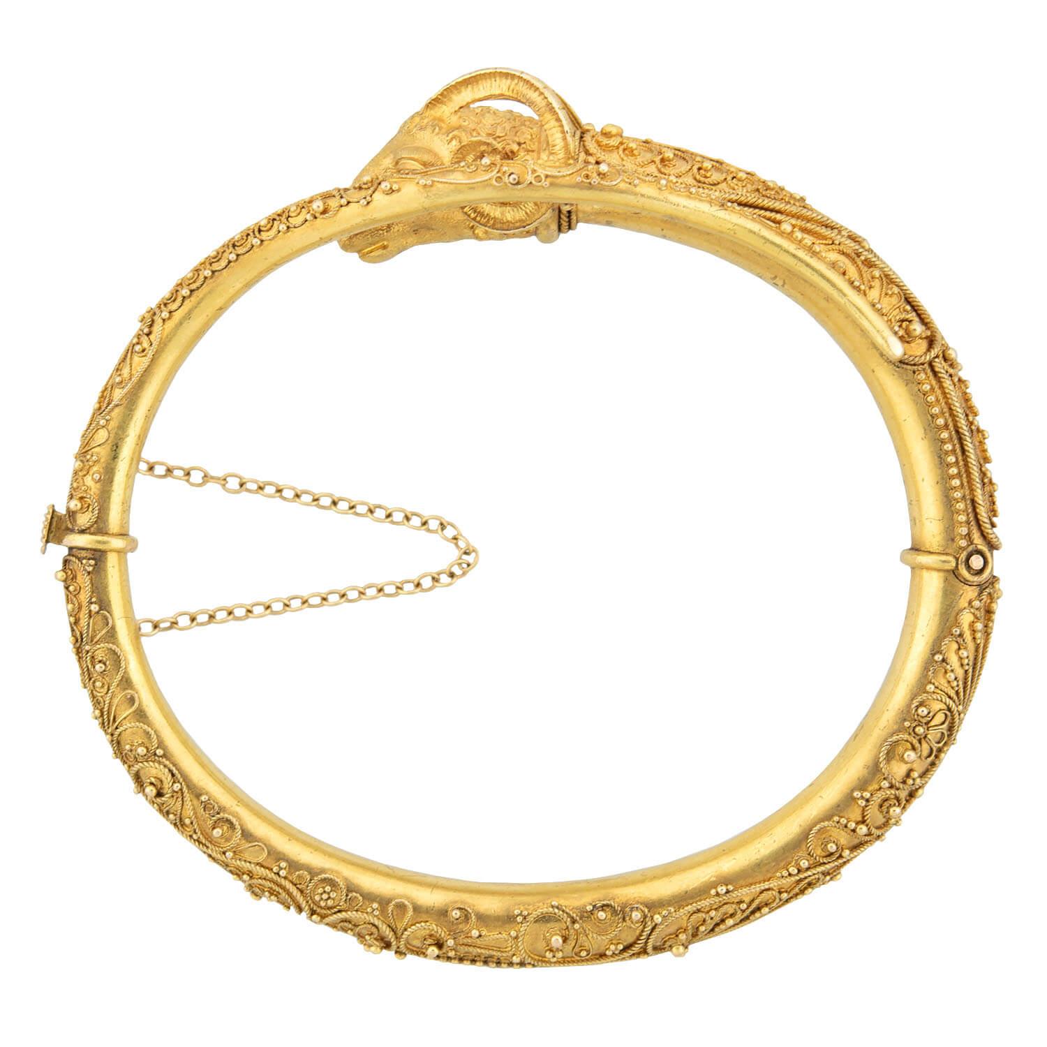 Victorian 15k Etruscan Ram's Head Bracelet 16.4 Dwt 3