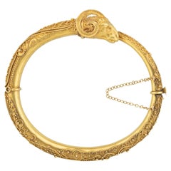 Victorian 15k Etruscan Ram's Head Bracelet 16.4 Dwt