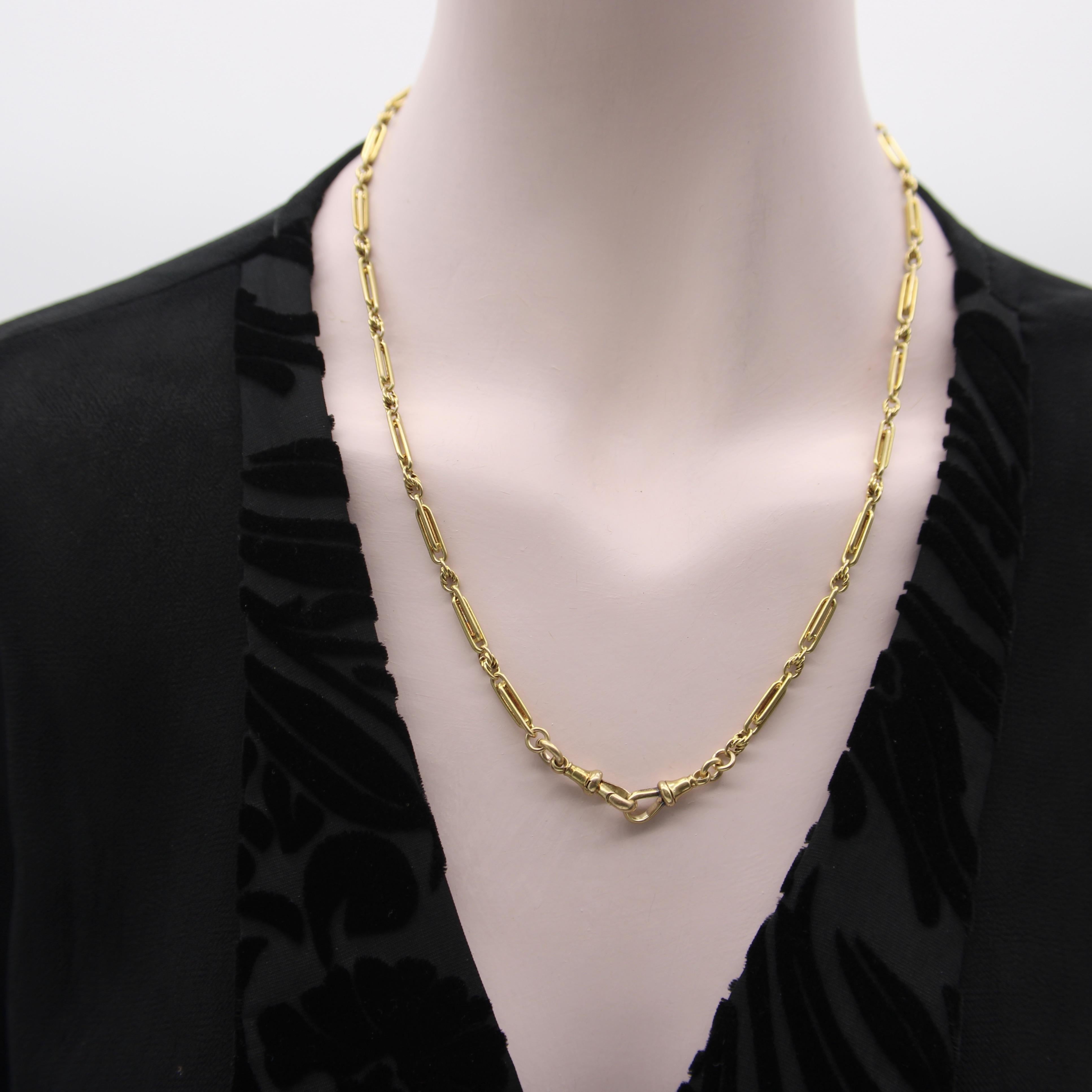 Viktorianische 15K Gold Fettered Trombone Gliederuhrkette oder Halskette, viktorianisch 3