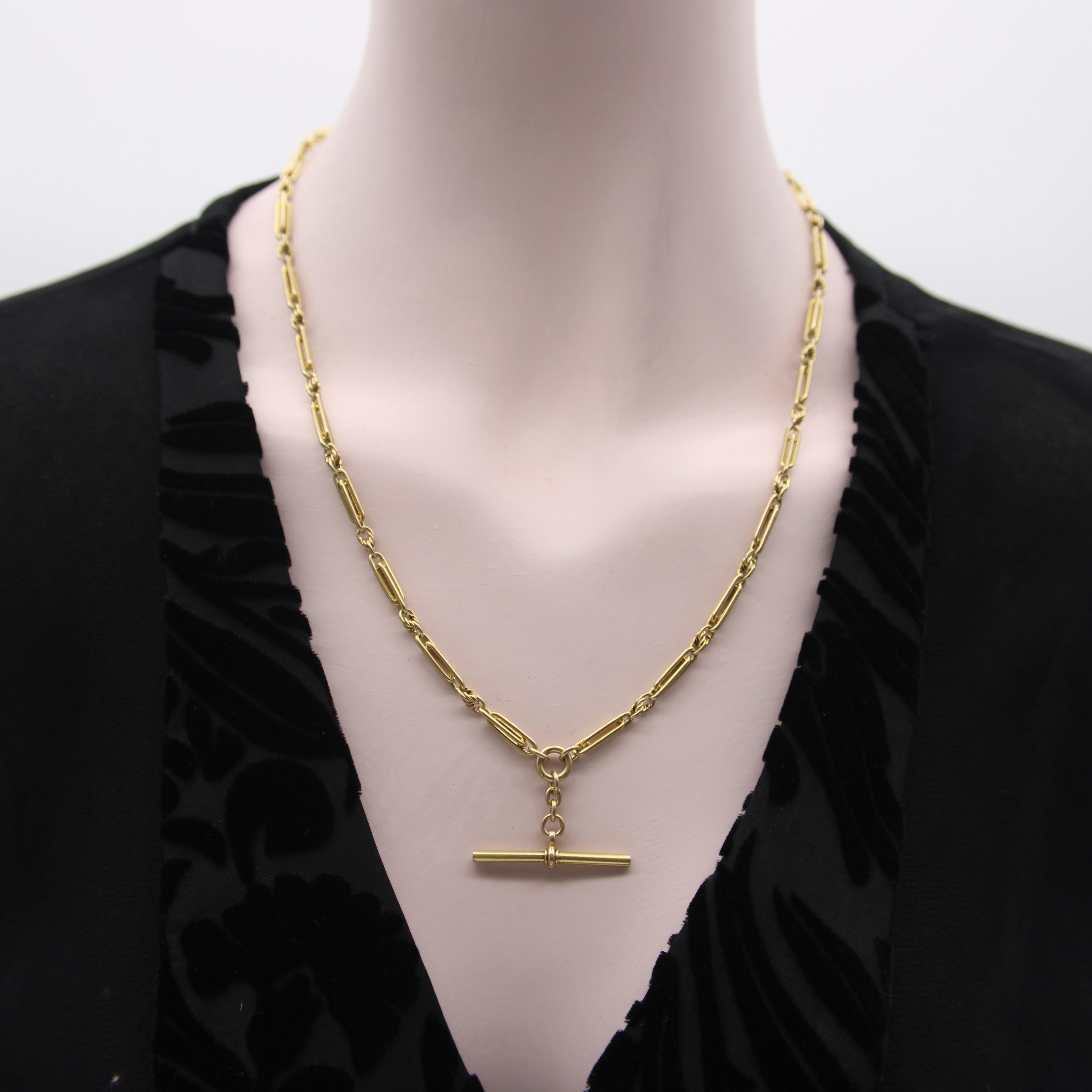 Viktorianische 15K Gold Fettered Trombone Gliederuhrkette oder Halskette, viktorianisch 4