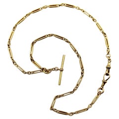 Victorian 15K Gold Fettered Trombone Link Watch Chain or Necklace