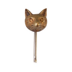 Antique Victorian 15 Karat Gold Fox Head Mask Stick Pin