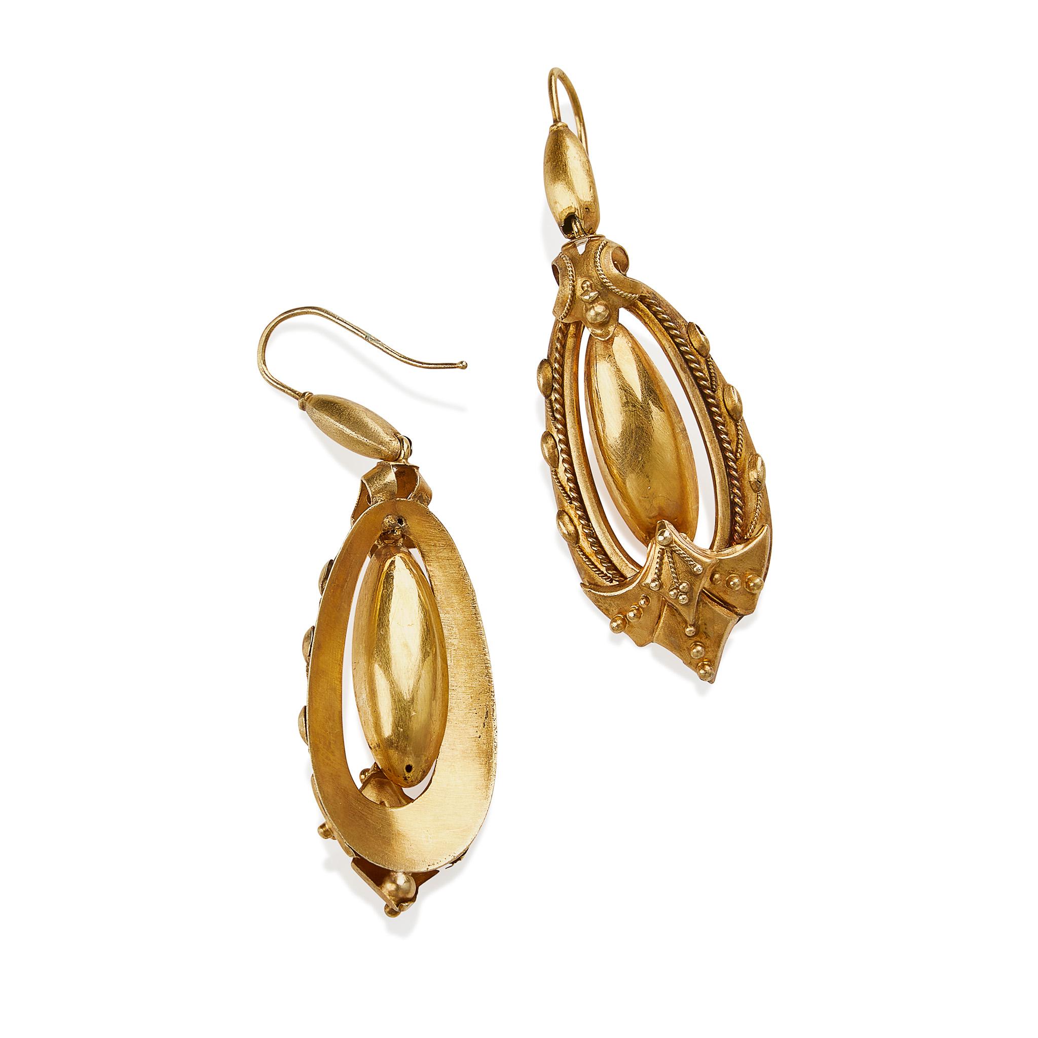 Victorian 15K Gold Pendant Pendant Earrings For Sale 1