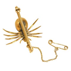 Victorian 15k Gold Rock Crystal & Quartz Spider Bar Brooch, Circa 1890