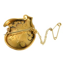 Victorian 15k Gold Rose Cut Diamond & Enamel Cherub Brooch, Circa 1880