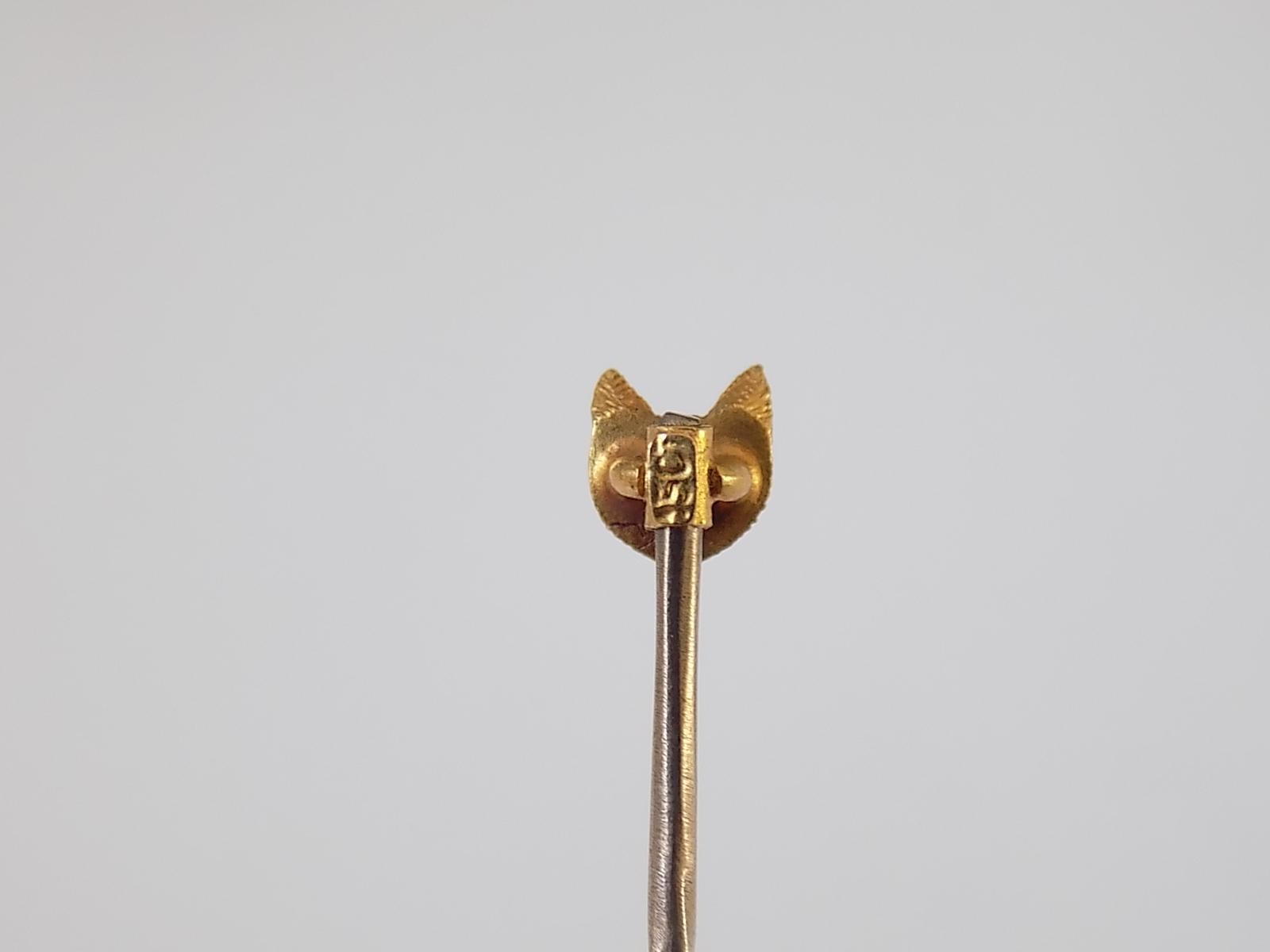 Victorian 15 Karat Gold Tiny Fox Head Mask Stick Pin 1