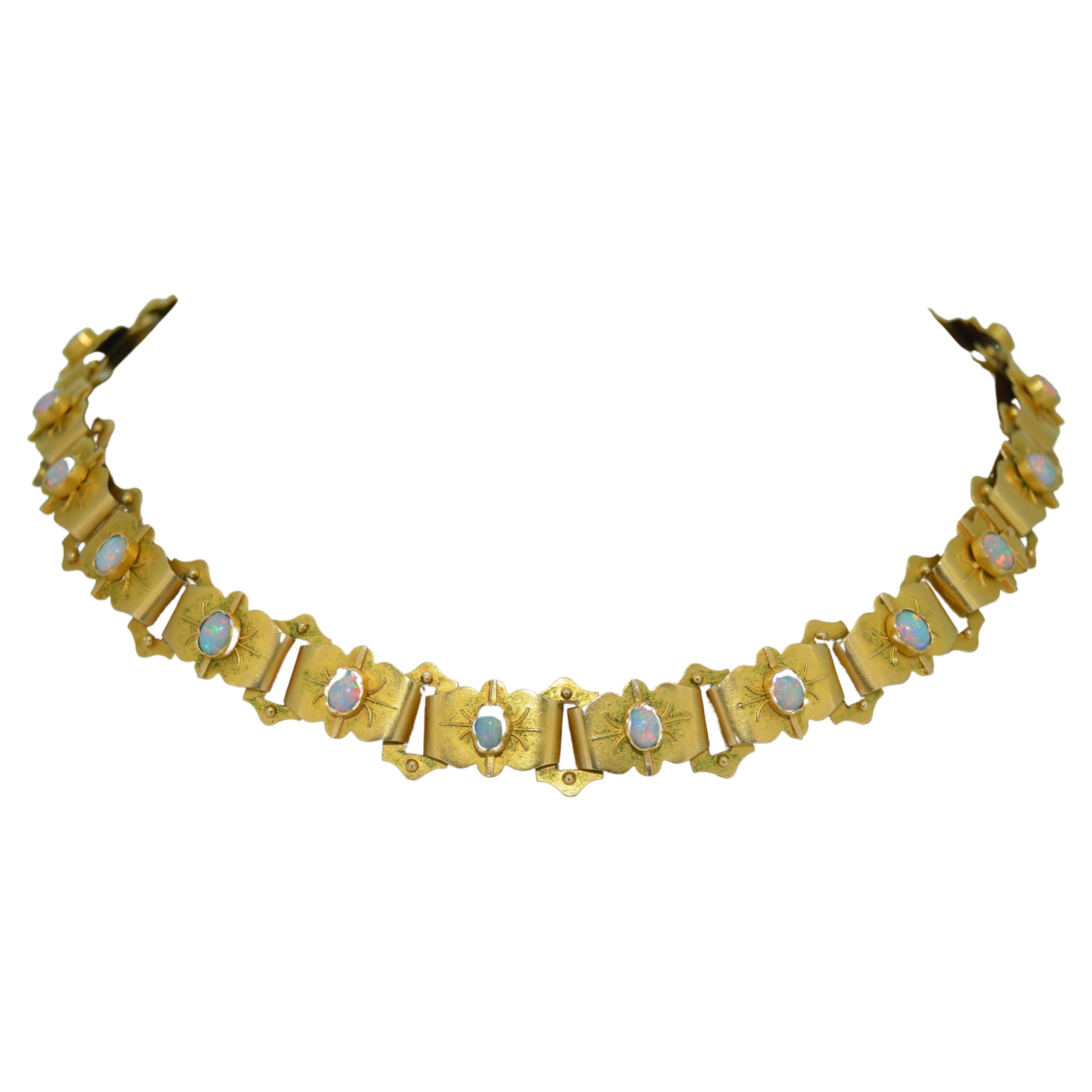 Victorian 15K Opal Book Chain Necklace 