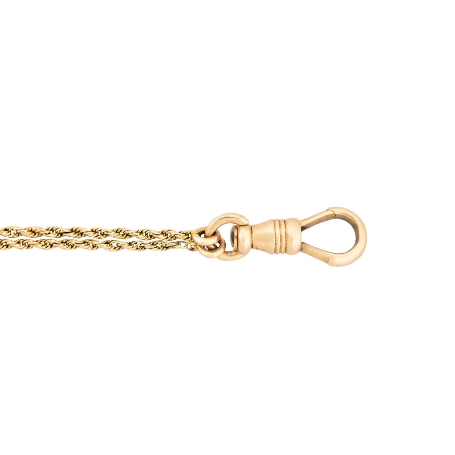 Victorian 15k Pearl Enameled Watch Chain In Good Condition For Sale In Narberth, PA