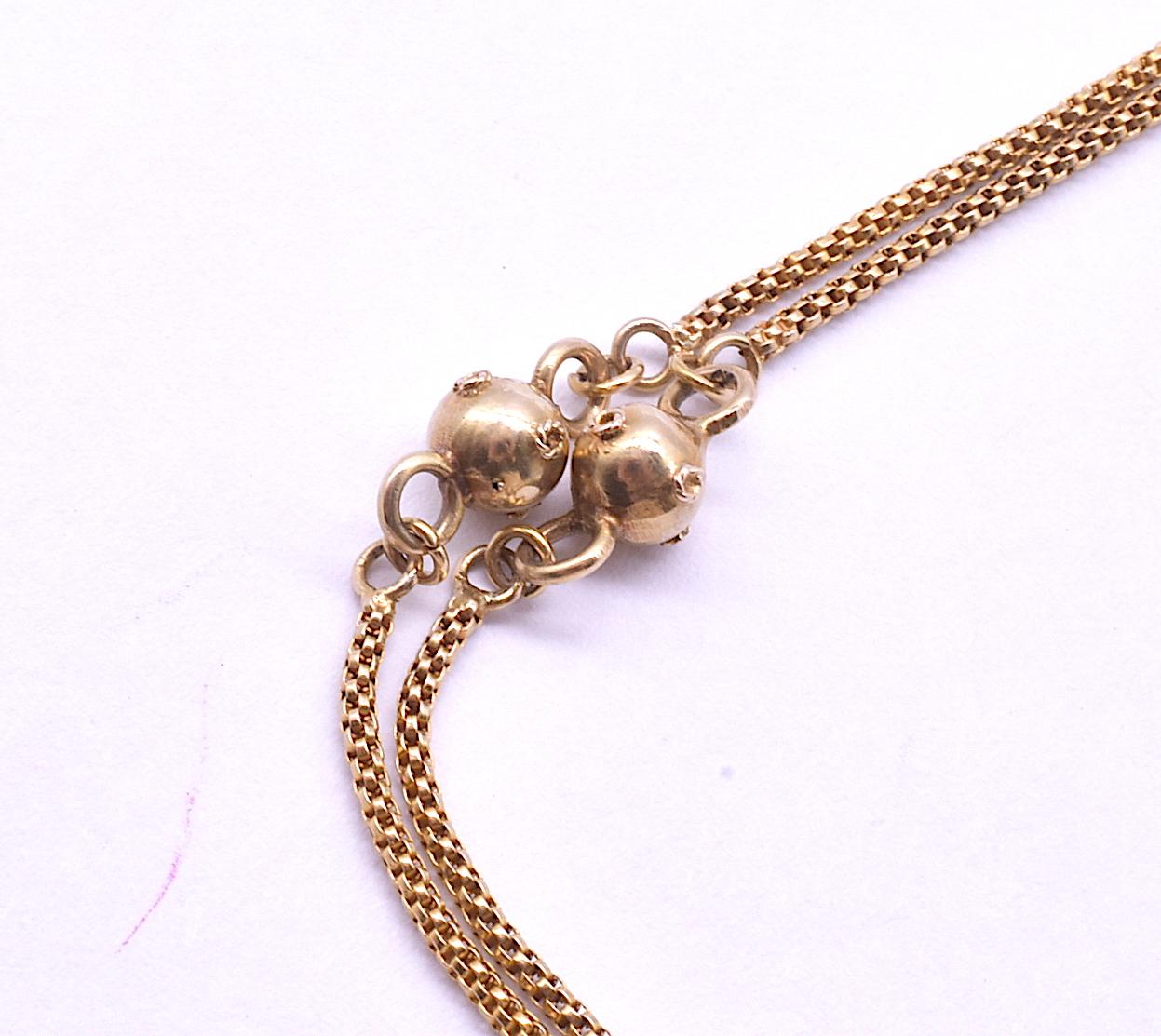 Women's Victorian 15k Rope Chain with Decorative Gold Balls