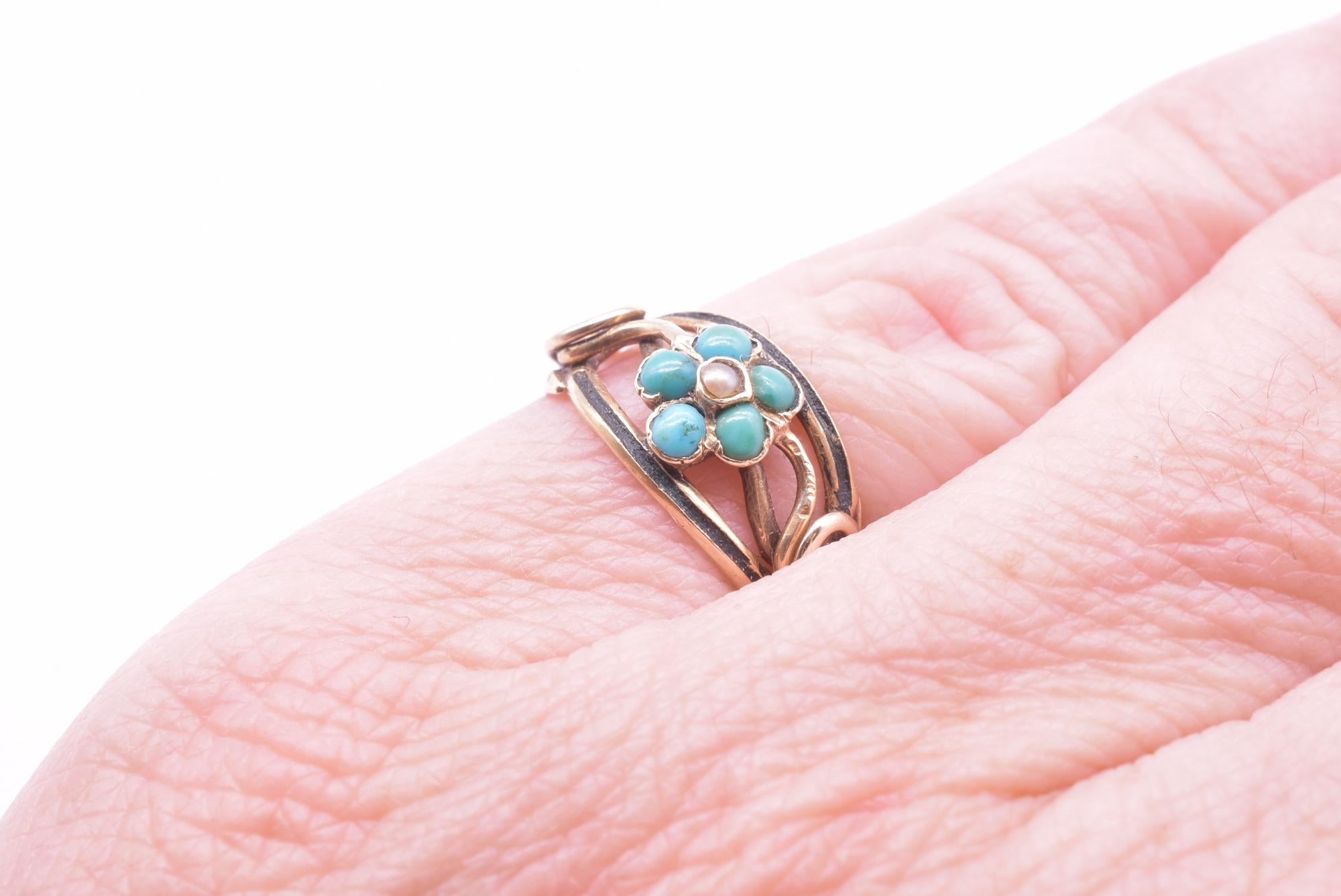 Victorian 15K Turquoise Forget Me Not Ring 1