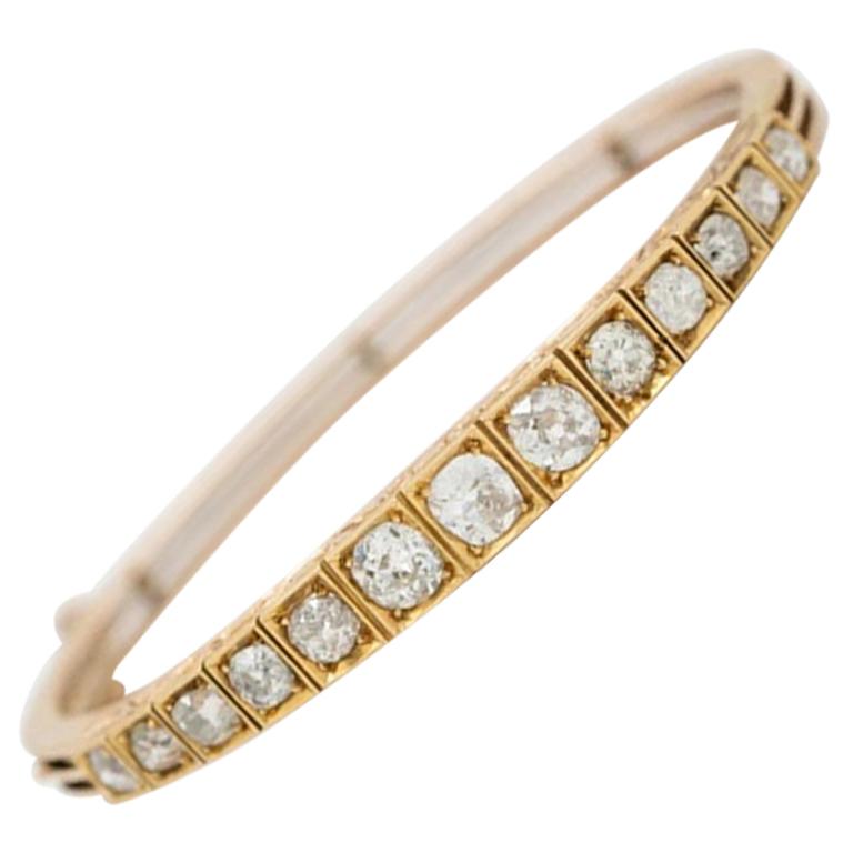 Bracelet victorien en or 15 carats et diamant taille ancienne de 4,50 carats, vers les années 1880 en vente