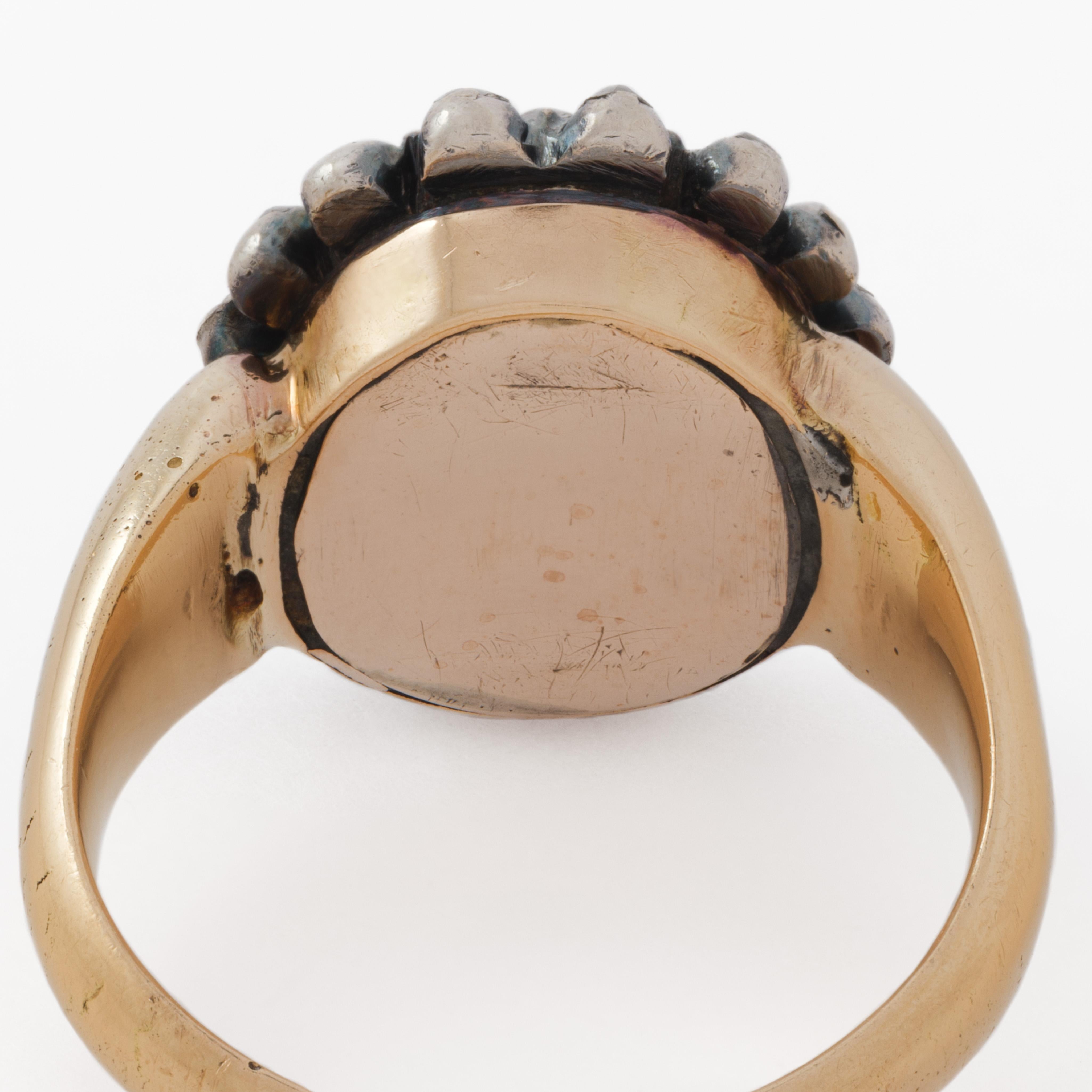 Anello vittoriano in oro giallo 15k, ametista e diamanti georgiani in vendita 2