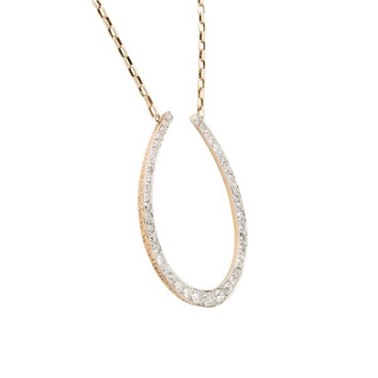 Viktorianische Hufeisen-Halskette aus 15 Karat Gold und Platin mit 5,0 Karat Diamanten (Alteuropäischer Brillantschliff) im Angebot
