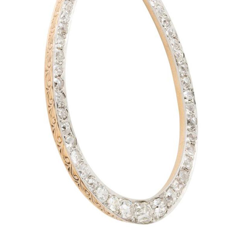 Viktorianische Hufeisen-Halskette aus 15 Karat Gold und Platin mit 5,0 Karat Diamanten im Zustand „Gut“ im Angebot in New York, NY