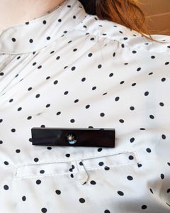 Victorian 15 Karat Yellow Gold Onyx Seed Pearl Bar Pin