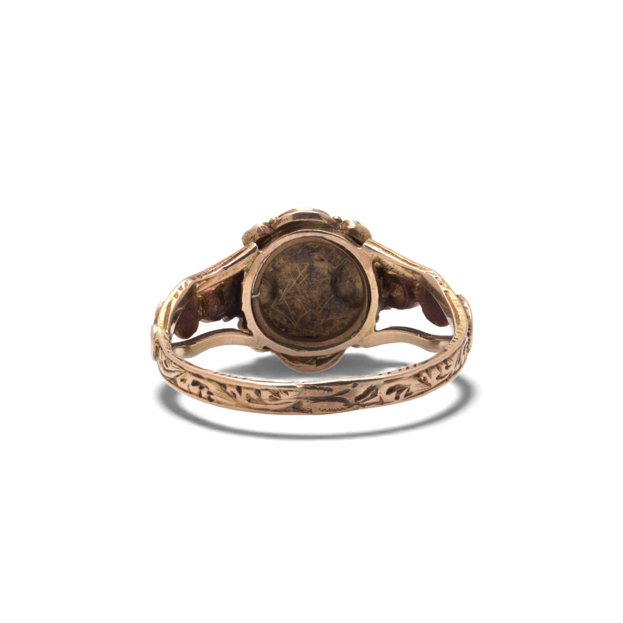 Donna Victorian 15KT Gold Amethyst, Garnet & Pearl Ring, 1880s in vendita