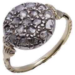 Viktorianischer 15kt Gold und Silber Closed back Rose-Cut Diamond Cluster Ring