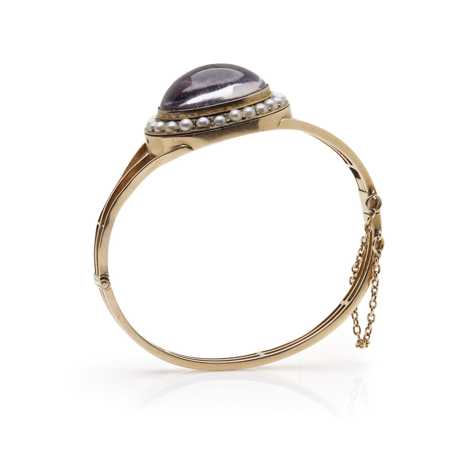 Bracciale vittoriano in oro 15kt con cristalli di rocca e accenti di perle naturali in vendita 5