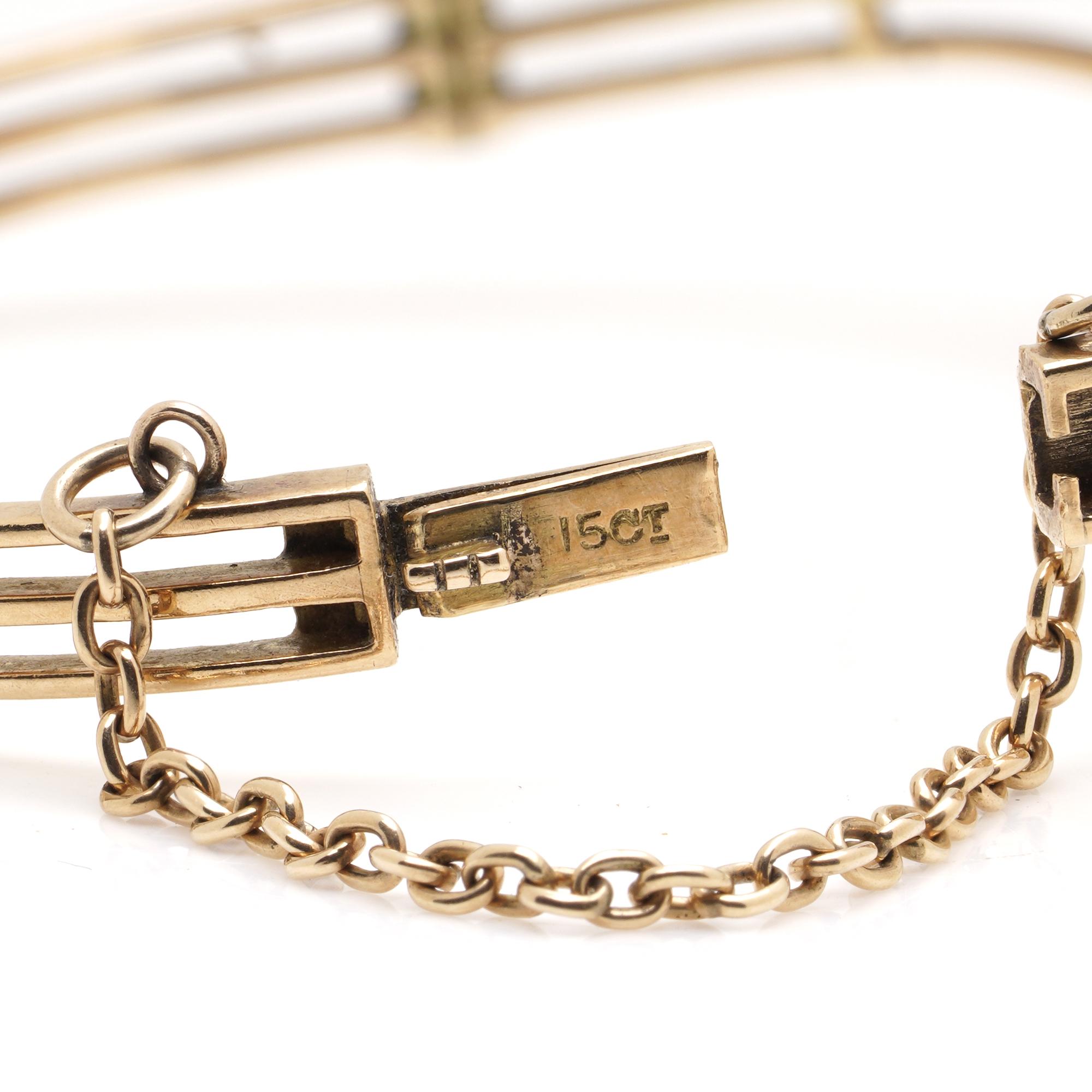 Bracciale vittoriano in oro 15kt con cristalli di rocca e accenti di perle naturali in vendita 4