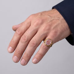 Victorian 15KT Gold Carnelian Intaglio Monogram Signet Ring, Size UK L½