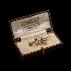 Viktorianische 15KT Gold Opal Insekt Brosche
