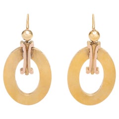 Victorian 15kt Mixed Metals Open Hoop Earring