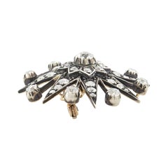 Victorian 15kt / Sterling Topped Diamond Starburst Pin / Pendant 3.0ctw
