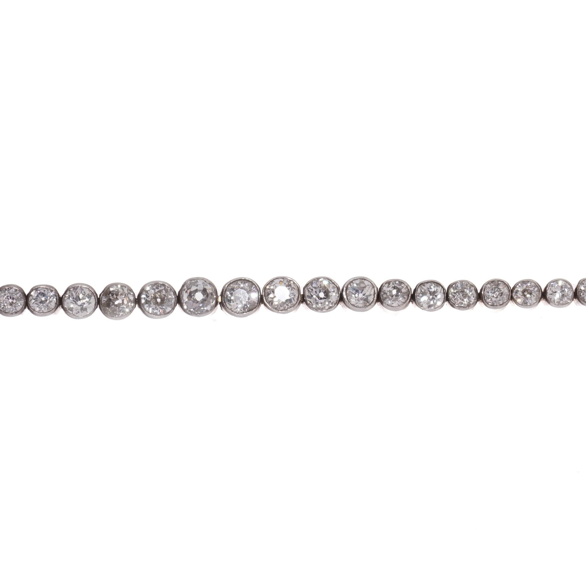 Victorian 15t. rose gold and silver tennis bracelet with 4.75 cts. of diamonds  For Sale 1