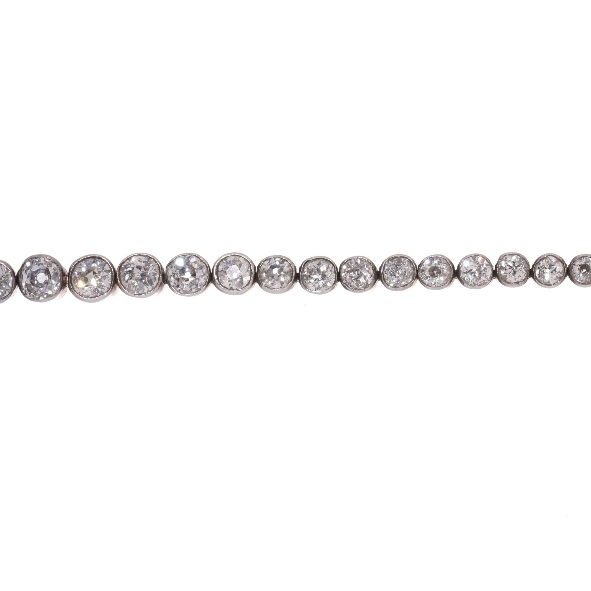 Victorian 15t. rose gold and silver tennis bracelet with 4.75 cts. of diamonds  For Sale 2