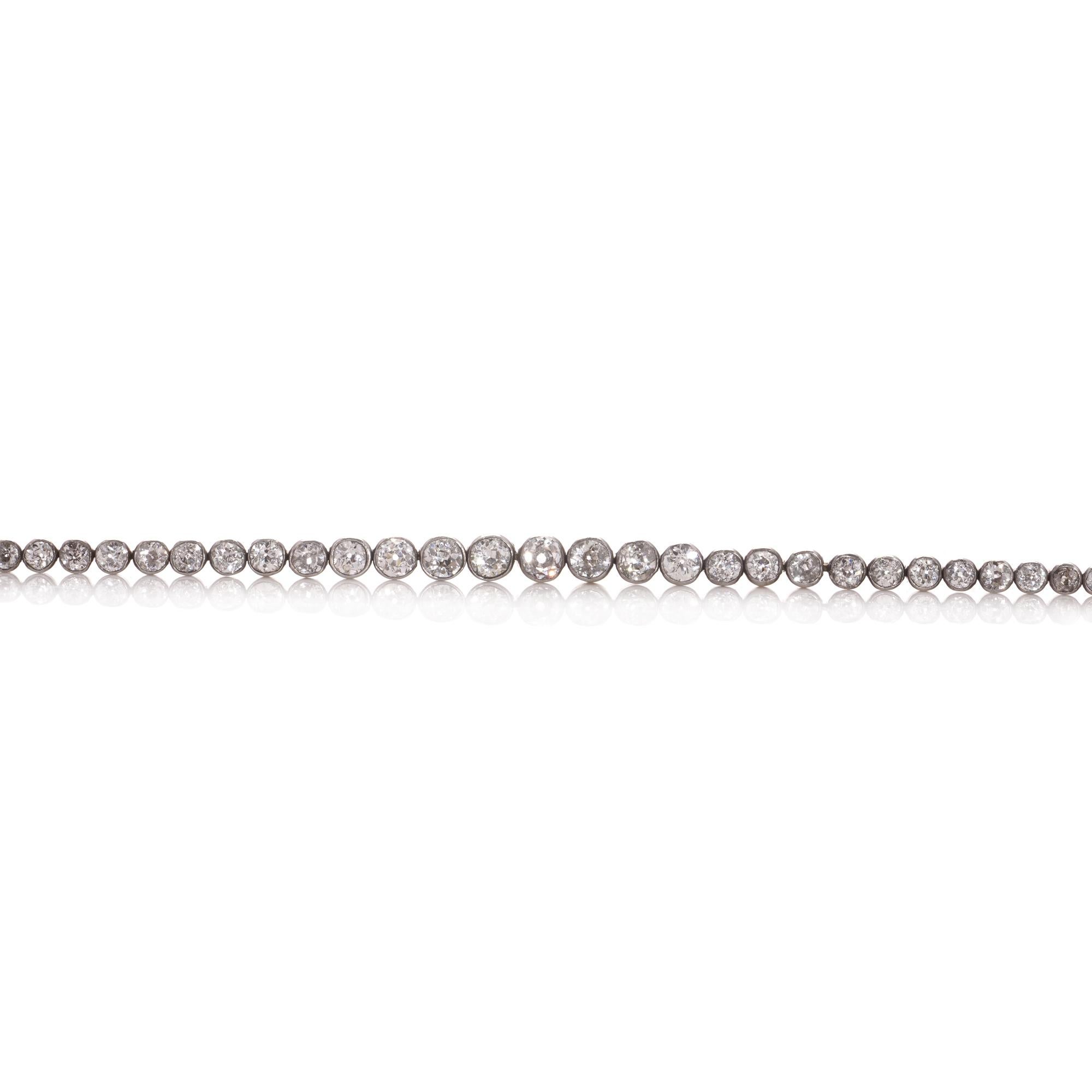Victorian 15t. rose gold and silver tennis bracelet with 4.75 cts. of diamonds  For Sale 4