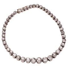 Viktorianisches Tennisarmband aus 15 Karat Roségold und Silber mit 4,75 Karat Diamanten 